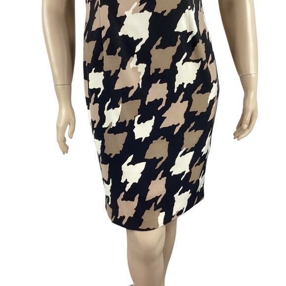 Jones Studio Sleeveless Sheath Dress Abstract Print Black Tan 12 - Picture 3 of 7